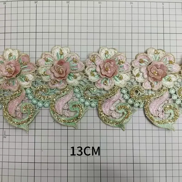 Lása sequin Floral Floral Gearr-Ard-Chaighdeán Faiseanta atá oiriúnach do gúnaí agus gabhálais eile