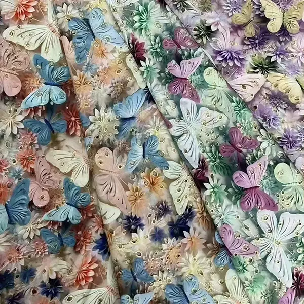 Custom Embroidered Cotton Lace Eyelet Fabric