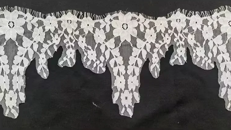 Fan-shaped Nylon Eyelash Lace Trimming for Underwear Decoration Double Scalloped Eyelash Lace Trim