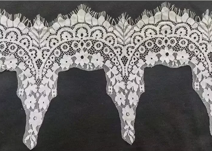 Fan-shaped Nylon Eyelash Lace Trimming for Underwear Decoration Double Scalloped Eyelash Lace Trim